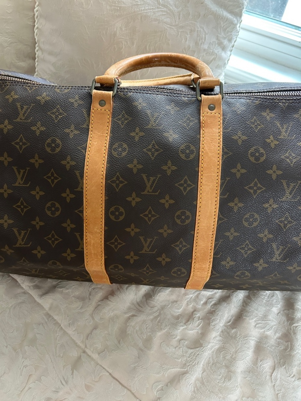 7012. Authentic Louis Vuitton Keepall 55 Brown Mono Canvas Duffle Bag w/COA. - Picture 5 of 12